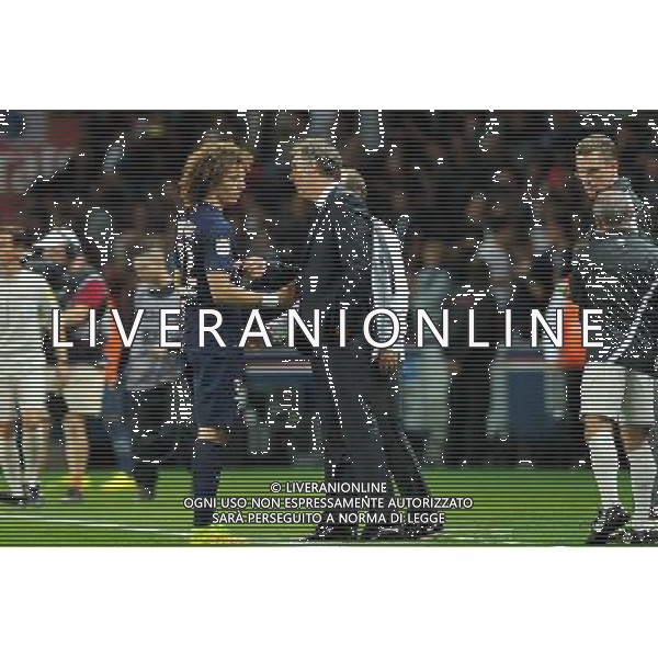 David LUIZ / Laurent BLANC - 31.08.2014 - Paris Saint Germain / Saint Etienne - 4eme journee de Ligue 1 - Photo : Aurelien Meunier / Icon Sport /AGENZIA ALDO LIVERANI SAS - ITALY ONLY - EDITORIAL USE ONLY