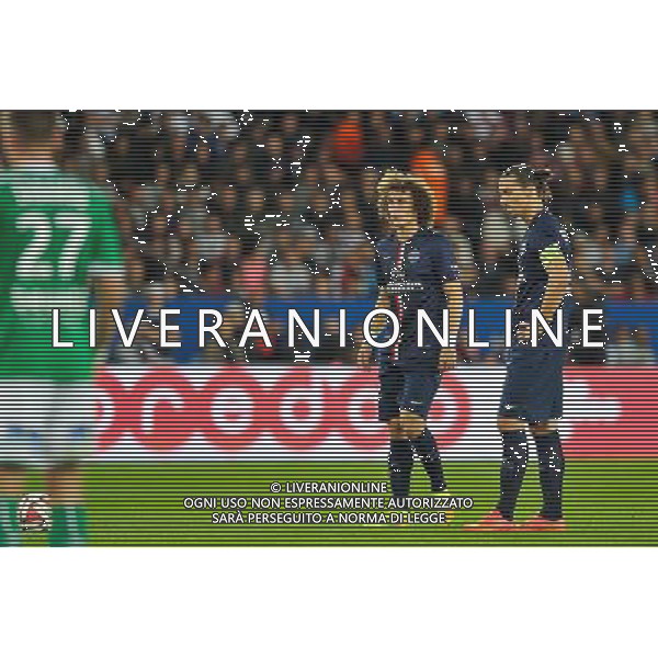 David LUIZ / Zlatan IBRAHIMOVIC - 31.08.2014 - Paris Saint Germain / Saint Etienne - 4eme journee de Ligue 1 - Photo : Aurelien Meunier / Icon Sport /AGENZIA ALDO LIVERANI SAS - ITALY ONLY - EDITORIAL USE ONLY