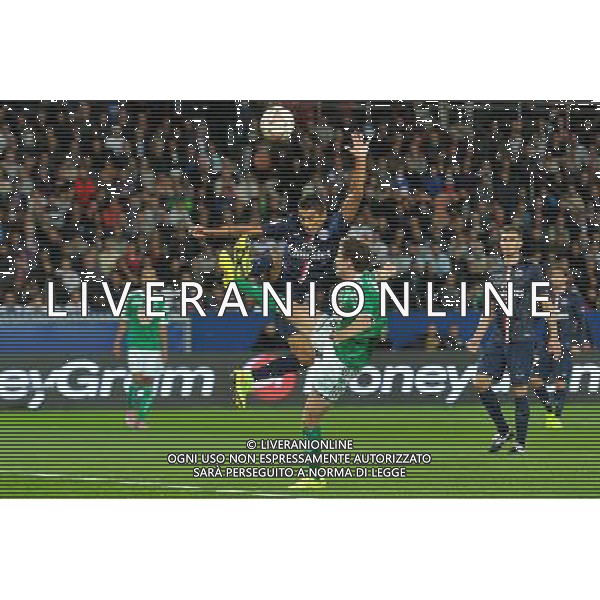 MARQUINHOS / Benjamin CORGNET - 31.08.2014 - Paris Saint Germain / Saint Etienne - 4eme journee de Ligue 1 - Photo : Aurelien Meunier / Icon Sport /AGENZIA ALDO LIVERANI SAS - ITALY ONLY - EDITORIAL USE ONLY