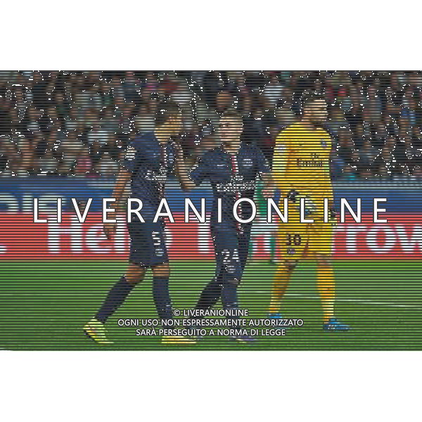 MARQUINHOS / Marco VERRATTI / Salvatore SIRIGU - 31.08.2014 - Paris Saint Germain / Saint Etienne - 4eme journee de Ligue 1 - Photo : Aurelien Meunier / Icon Sport /AGENZIA ALDO LIVERANI SAS - ITALY ONLY - EDITORIAL USE ONLY