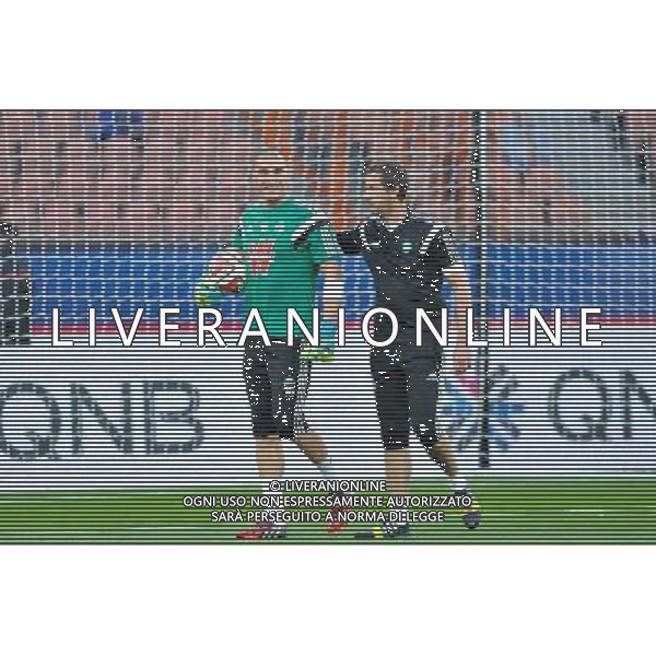 Stephane RUFFIER / Fabrice GRANGE - 31.08.2014 - Paris Saint Germain / Saint Etienne - 4eme journee de Ligue 1 - Photo : Aurelien Meunier / Icon Sport /AGENZIA ALDO LIVERANI SAS - ITALY ONLY - EDITORIAL USE ONLY