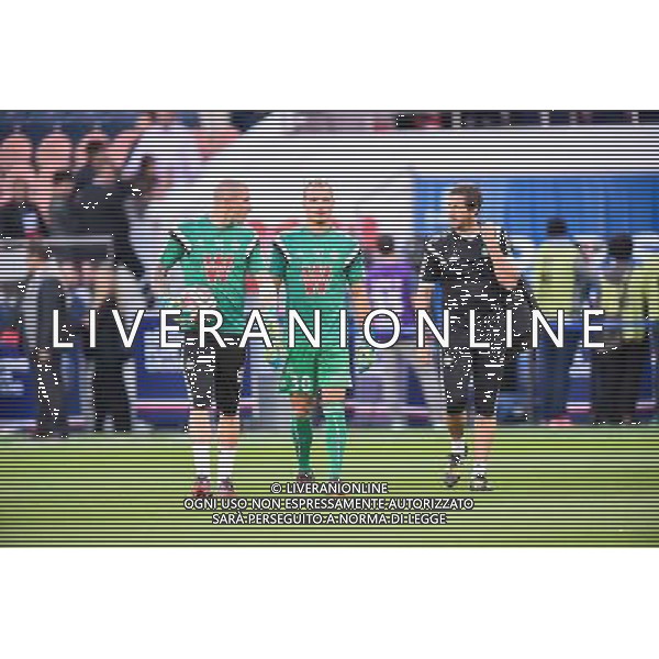 Stephane RUFFIER / Jessy MOULIN / Fabrice GRANGE - 31.08.2014 - Paris Saint Germain / Saint Etienne - 4eme journee de Ligue 1 - Photo : SPPress / Icon Sport /AGENZIA ALDO LIVERANI SAS - ITALY ONLY - EDITORIAL USE ONLY