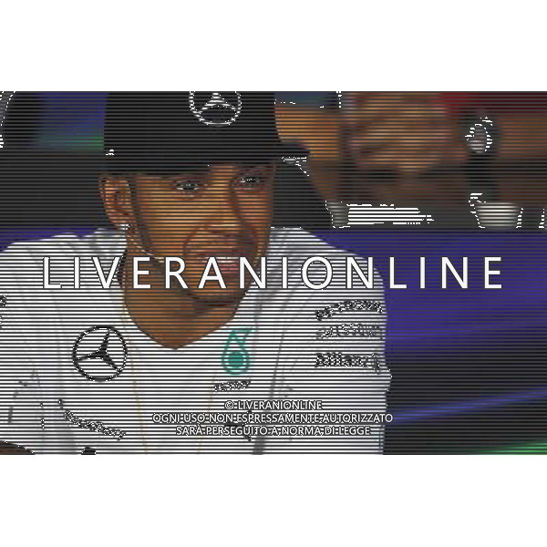 Lewis Hamilton (GBR) Mercedes AMG F1 in the FIA Press Conference. 04.09.2014. Formula 1 World Championship, Rd 13, Italian Grand Prix, Monza, Italy, Preparation Day. AG ALDO LIVERANI SAS ONLY ITALY
