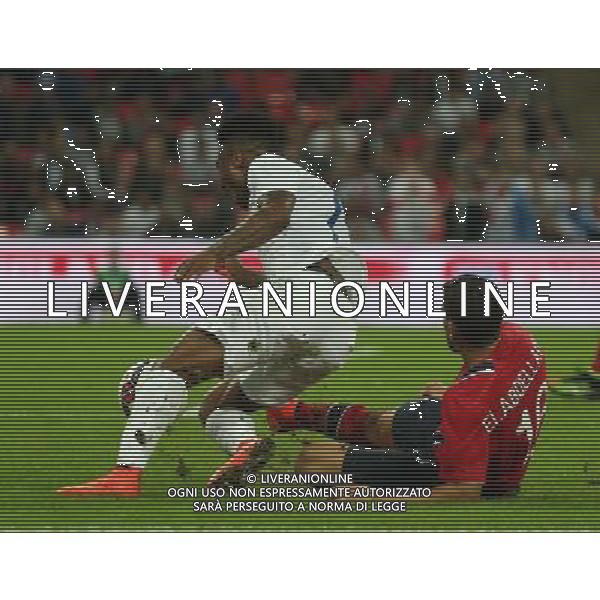 Norway\'s Havard Nordtveit brings down England\'s Raheem Sterling Photographer Kieran Galvin/CameraSport International Football Friendly - England v Norway - Wednesday 3rd September 2014 - Wembley - London © CameraSport - 43 Linden Ave. Countesthorpe. Leicester. England. LE8 5PG - Tel: +44 (0) 116 277 4147 - admin@camerasport.com - www.camerasport.com /AGENZIA ALDO LIVERANI SAS - ITALY ONLY - INGHILTERRA - NORVEGIA PARTITA CALCIO AMICHEVOLE INTERNAZIONALE