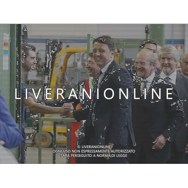 Inaugurazione rubinetterie di Aldo Bonomi a Gussago (Bs) 6 settembre 2014 nella foto Matteo Renzi presidente del Consiglio ©Fotolive Simone Venezia/AGENZIA ALDO LIVERANI SAS