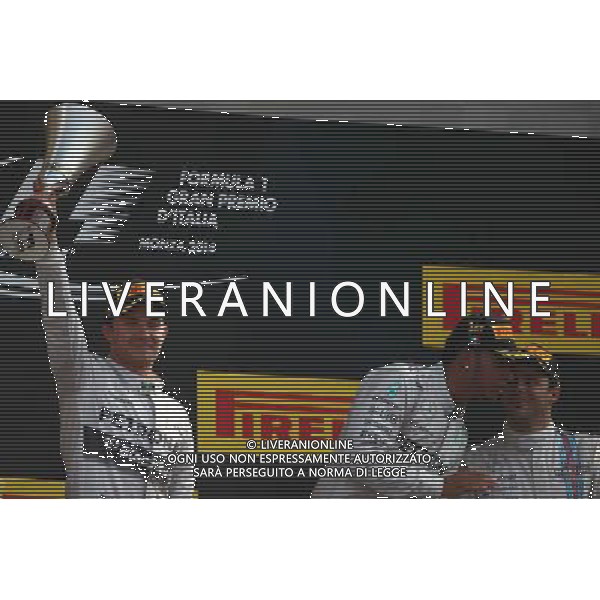 1st place Lewis Hamilton (GBR) Mercedes AMG F1, 2nd place Nico Rosberg (GER) Mercedes AMG F1 W05 and 3rd place Felipe Massa (BRA) Williams. 07.09.2014. Formula 1 World Championship, Rd 13, Italian Grand Prix, Monza, Italy, Race Day. - www.xpbimages.com, EMail: requests@xpbimages.com - copy of publication required for printed pictures. Every used picture is fee-liable. © Copyright: Batchelor / XPB Images /AGENZIA ALDO LIVERANI SAS - ITALY ONLY - Gp F1 Monza italia Gara
