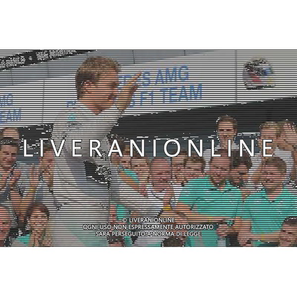 Nico Rosberg (GER) Mercedes AMG F1 celebrates a 1-2 finish with the team. 07.09.2014. Formula 1 World Championship, Rd 13, Italian Grand Prix, Monza, Italy, Race Day. AG ALDO LIVERANI SAS ONLY ITALY