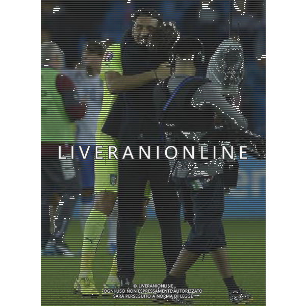 Qualificazioni ai Campionati Europei di Calcio UEFA Francia 2016 Gruppo H Oslo - 09.10.2014 Norvegia-Italia Nella Foto:conte esulta con buffon /Ph.Vitez-Ag. Aldo Liverani