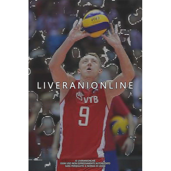 GDANSK 07.09.2014 ERGO ARENA SIATKOWKA MISTRZOSTWA SWIATA W PILCE SIATKOWEJ MEZCZYZN 2014 (FIVB MENS VOLLEYBALL WORLD CHAMPIONSHIP POLAND 2014) MECZ ROSJA - BULGARIA RUSSIA N/Z ALEXEY SPIRIDONOV FOT PIOTR MATUSEWICZ / PRESSFOCUS / NEWSPIX.PL AG ALDO LIVERANI SAS ONLY ITALY