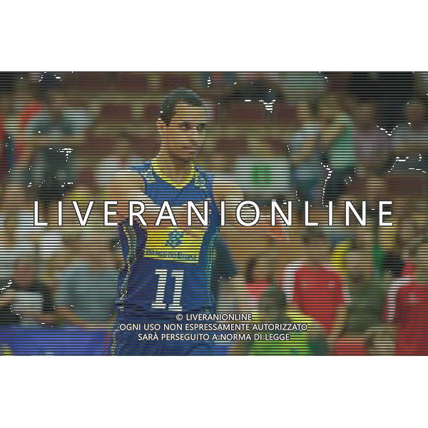 07.09.2014 - Katowice , Spodek , siatkowka , Mistrzostwa Swiata 2014 , grupa B Brazylia (zolte) - Kuba (niebieskie) , FIVB Men\'s World Championship , pool B Brazil (yellow) - Cuba (blue) N/Z Silva Felipe Lourenco Fot. Karol Bartnik / MPAimages.com / NEWSPIX.PL --- Newspix.pl