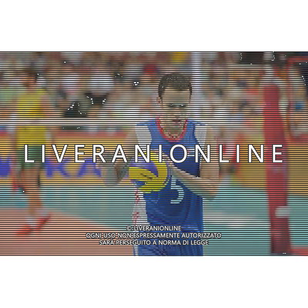 07.09.2014 - Katowice , Spodek , siatkowka , Mistrzostwa Swiata 2014 , grupa B Brazylia (zolte) - Kuba (niebieskie) , FIVB Men\'s World Championship , pool B Brazil (yellow) - Cuba (blue) N/Z Leandro Macias Infante Fot. Karol Bartnik / MPAimages.com / NEWSPIX.PL --- Newspix.pl