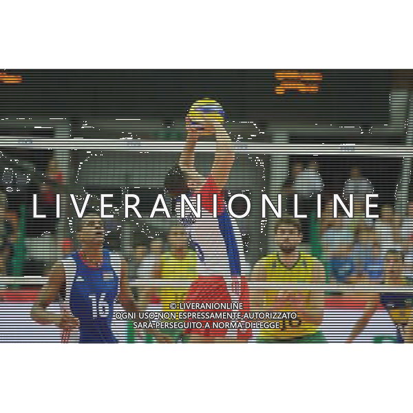 07.09.2014 - Katowice , Spodek , siatkowka , Mistrzostwa Swiata 2014 , grupa B Brazylia (zolte) - Kuba (niebieskie) , FIVB Men\'s World Championship , pool B Brazil (yellow) - Cuba (blue) N/Z Isbel Mesa Sandoval , Keibel Gutierrez Torna Fot. Karol Bartnik / MPAimages.com / NEWSPIX.PL --- Newspix.pl