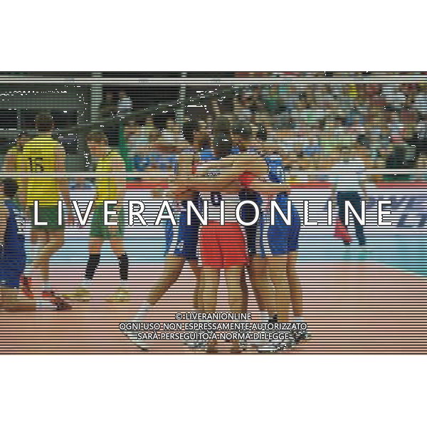 07.09.2014 - Katowice , Spodek , siatkowka , Mistrzostwa Swiata 2014 , grupa B Brazylia (zolte) - Kuba (niebieskie) , FIVB Men\'s World Championship , pool B Brazil (yellow) - Cuba (blue) N/Z Kuba Fot. Karol Bartnik / MPAimages.com / NEWSPIX.PL --- Newspix.pl