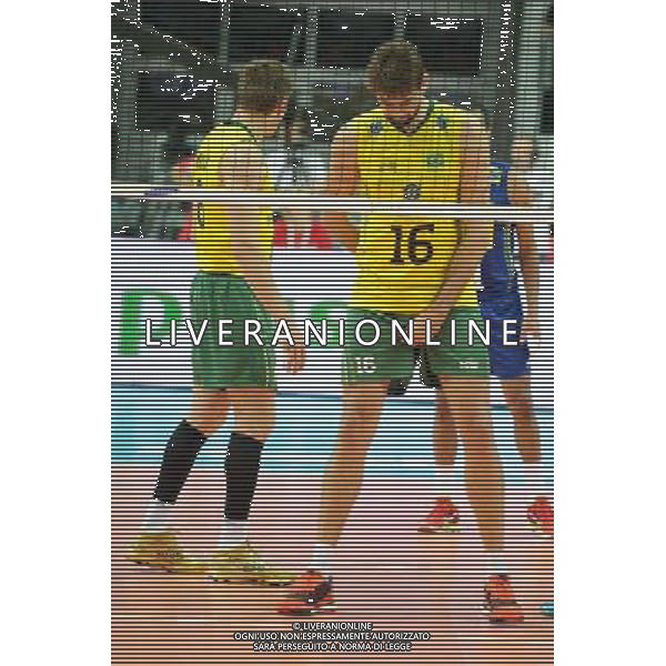 07.09.2014 - Katowice , Spodek , siatkowka , Mistrzostwa Swiata 2014 , grupa B Brazylia (zolte) - Kuba (niebieskie) , FIVB Men\'s World Championship , pool B Brazil (yellow) - Cuba (blue) N/Z Lucas Saatkamp Fot. Karol Bartnik / MPAimages.com / NEWSPIX.PL --- Newspix.pl