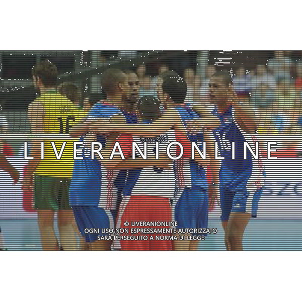 07.09.2014 - Katowice , Spodek , siatkowka , Mistrzostwa Swiata 2014 , grupa B Brazylia (zolte) - Kuba (niebieskie) , FIVB Men\'s World Championship , pool B Brazil (yellow) - Cuba (blue) N/Z Kuba Fot. Karol Bartnik / MPAimages.com / NEWSPIX.PL --- Newspix.pl