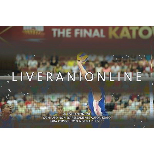 07.09.2014 - Katowice , Spodek , siatkowka , Mistrzostwa Swiata 2014 , grupa B Brazylia (zolte) - Kuba (niebieskie) , FIVB Men\'s World Championship , pool B Brazil (yellow) - Cuba (blue) N/Z Leandro Macias Infante Fot. Karol Bartnik / MPAimages.com / NEWSPIX.PL --- Newspix.pl