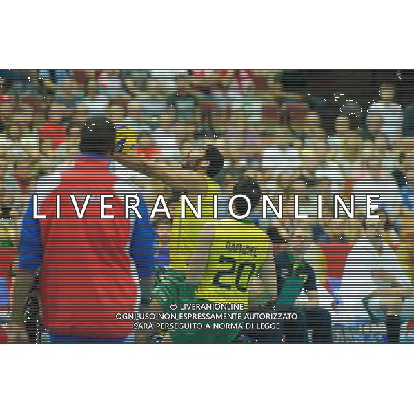07.09.2014 - Katowice , Spodek , siatkowka , Mistrzostwa Swiata 2014 , grupa B Brazylia (zolte) - Kuba (niebieskie) , FIVB Men\'s World Championship , pool B Brazil (yellow) - Cuba (blue) N/Z Wallace De Souza , Vieira De Oliveira Raphael Fot. Karol Bartnik / MPAimages.com / NEWSPIX.PL --- Newspix.pl
