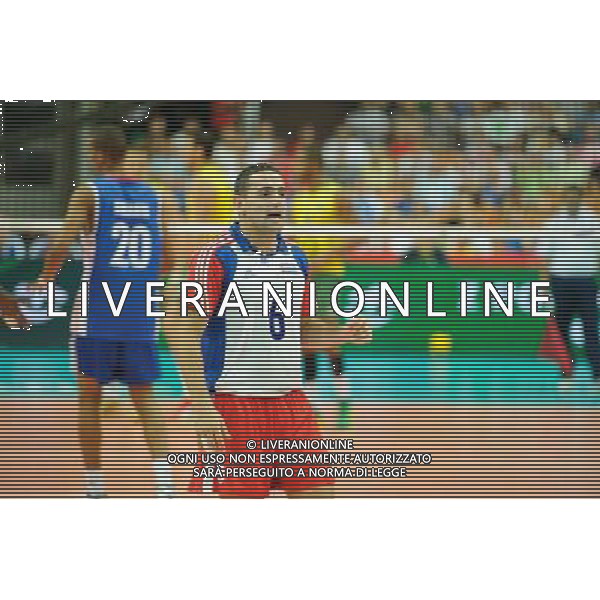 07.09.2014 - Katowice , Spodek , siatkowka , Mistrzostwa Swiata 2014 , grupa B Brazylia (zolte) - Kuba (niebieskie) , FIVB Men\'s World Championship , pool B Brazil (yellow) - Cuba (blue) N/Z Keibel Gutierrez Torna Fot. Karol Bartnik / MPAimages.com / NEWSPIX.PL --- Newspix.pl