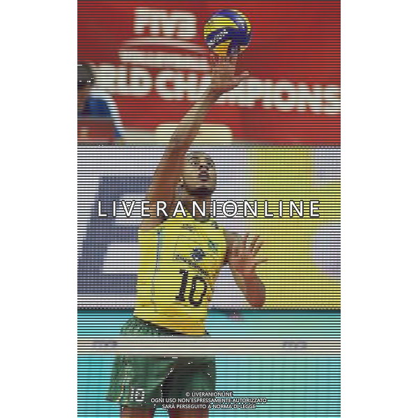 07.09.2014 - Katowice , Mistrzostwa Swiata . POLAND, FIVB Volleyball Men\'s World Championship 2014 . Brazylia (zolto-zielone) - Kuba (niebieskie) n/z. Ricardo Lucarelli Santos De Souza . Fot. Tomasz Wantula / EDYTOR.net / NEWSPIX.PL --- Newspix.pl