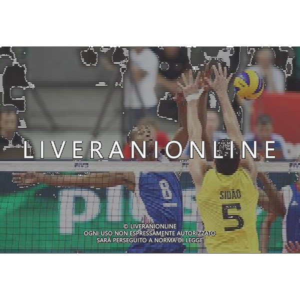 07.09.2014 - Katowice , Mistrzostwa Swiata . POLAND, FIVB Volleyball Men\'s World Championship 2014 . Brazylia (zolto-zielone) - Kuba (niebieskie) n/z. Rolando Cepeda Abreu . Fot. Tomasz Wantula / EDYTOR.net / NEWSPIX.PL --- Newspix.pl