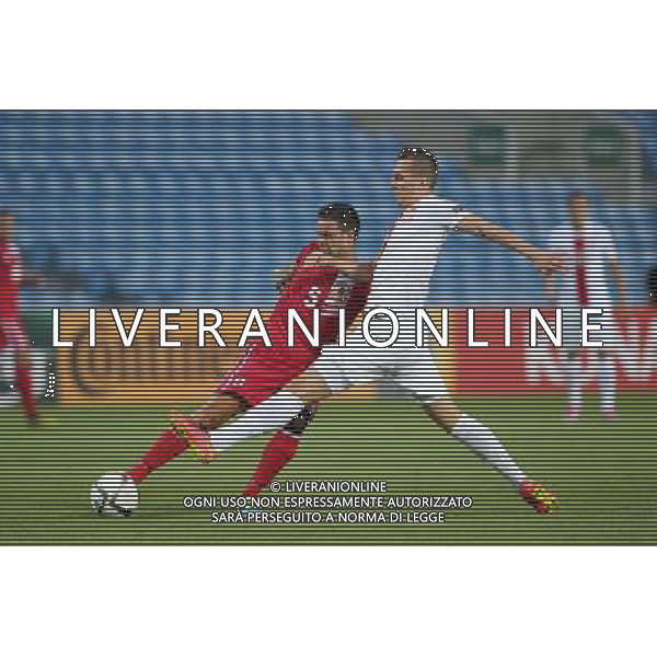 FARO 07.09.2014 MECZ ELIMINACJE DO MISTRZOSTW EUROPY FRANCJA 2016 GRUPA D: GIBRALTAR - POLSKA --- QUALIFICATION FOR UEFA EURO 2016 MATCH GROUP D: GIBRALTAR - POLAND RYAN CASCIARO ARKADIUSZ MILIK FOT. PIOTR KUCZA/NEWSPIX.PL --- Newspix.pl AG ALDOL IVERANI SAS ONLY ITALY *** Local Caption *** www.newspix.pl mail us: info@newspix.pl call us: 0048 022 23 22 222 --- Polish Picture Agency by Ringier Axel Springer Poland