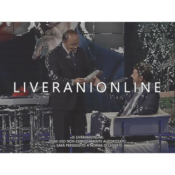 Trasmissione televisiva \'Porta a Porta\' - Roma 09 settembre 2014 nella foto Bruno Vespa e Matteo Renzi ©Corradetti/Agenzia Aldo Liverani sas
