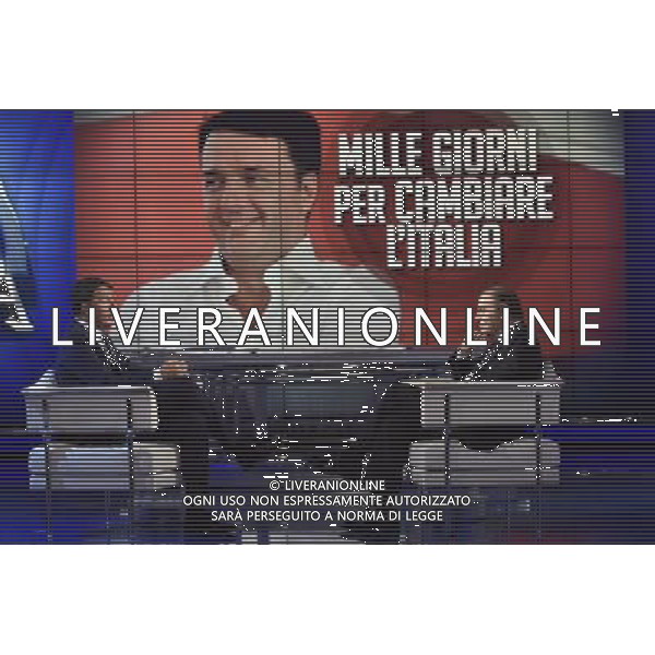 Trasmissione televisiva \'Porta a Porta\' - Roma 09 settembre 2014 nella foto Bruno Vespa e Matteo Renzi ©Corradetti/Agenzia Aldo Liverani sas