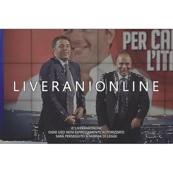Trasmissione televisiva \'Porta a Porta\' - Roma 09 settembre 2014 nella foto Bruno Vespa e Matteo Renzi ©Corradetti/Agenzia Aldo Liverani sas