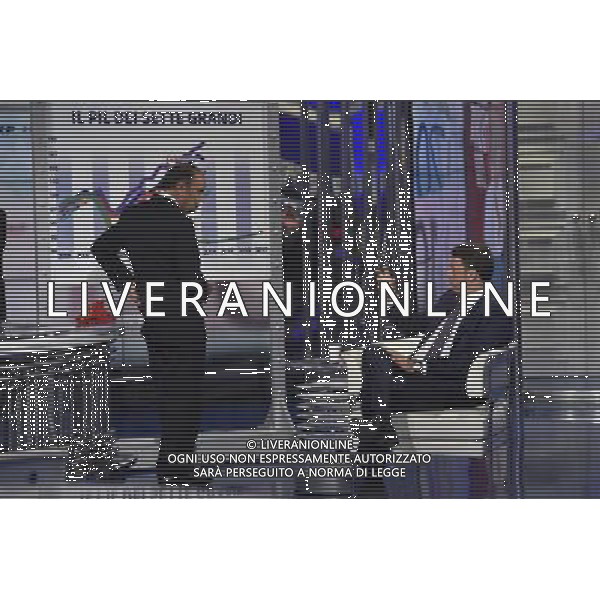 Trasmissione televisiva \'Porta a Porta\' - Roma 09 settembre 2014 nella foto Bruno Vespa e Matteo Renzi ©Corradetti/Agenzia Aldo Liverani sas
