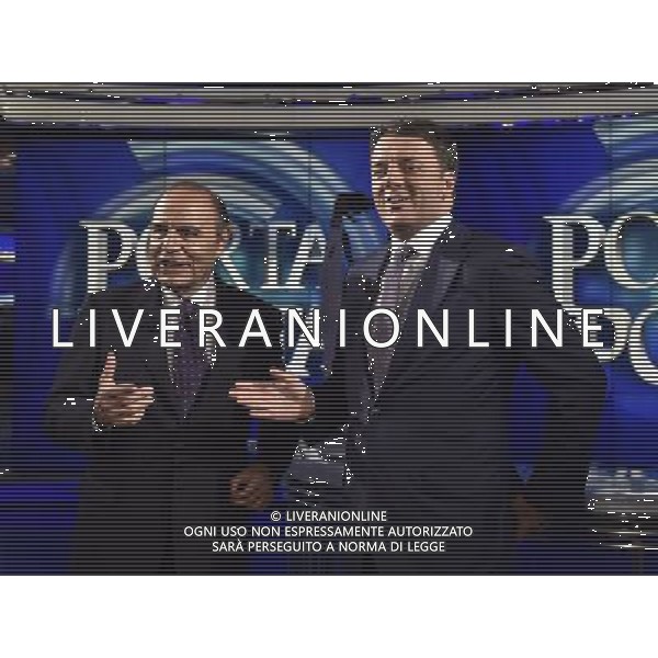 Trasmissione televisiva \'Porta a Porta\' - Roma 09 settembre 2014 nella foto Bruno Vespa e Matteo Renzi ©Corradetti/Agenzia Aldo Liverani sas