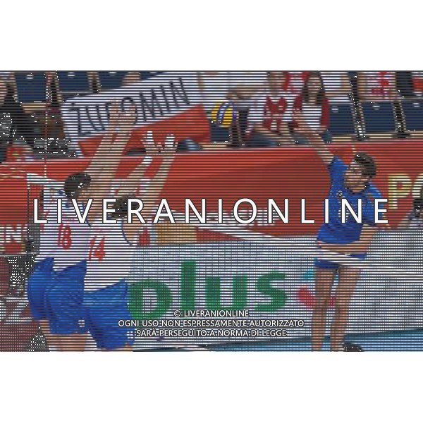 10.09.2014 - Lodz , Atlas Arena , siatkowka , Mistrzostwa Swiata 2014 , grupa E Serbia (biale) - Wlochy (niebieskie) , FIVB Men\'s World Championship , pool A Serbia (white) - Italy (blue) N/Z Marko Podrascanin , Aleksandar Atanasijevic , Luca Vettori Fot. Mariusz Palczynski / MPAimages.com / NEWSPIX.PL --- Newspix.pl AG ALDO LIVERANI SAS ONLY ITALY *** Local Caption *** www.newspix.pl mail us: info@newspix.pl call us: 0048 022 23 22 222 --- Polish Picture Agency by Ringier Axel Springer Poland
