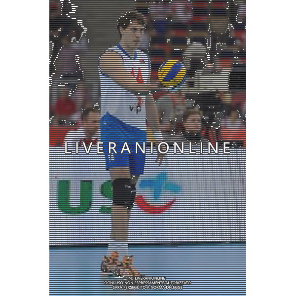10.09.2014 - Lodz , Atlas Arena , siatkowka , Mistrzostwa Swiata 2014 , grupa E Serbia (biale) - Wlochy (niebieskie) , FIVB Men\'s World Championship , pool A Serbia (white) - Italy (blue) N/Z Aleksandar Atanasijevic Fot. Mariusz Palczynski / MPAimages.com / NEWSPIX.PL --- Newspix.pl AG ALDO LIVERANI SAS ONLY ITALY *** Local Caption *** www.newspix.pl mail us: info@newspix.pl call us: 0048 022 23 22 222 --- Polish Picture Agency by Ringier Axel Springer Poland