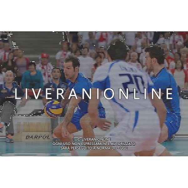 10.09.2014 - Lodz , Atlas Arena , siatkowka , Mistrzostwa Swiata 2014 , grupa E Serbia (biale) - Wlochy (niebieskie) , FIVB Men\'s World Championship , pool A Serbia (white) - Italy (blue) N/Z Simone Parodi Fot. Mariusz Palczynski / MPAimages.com / NEWSPIX.PL --- Newspix.pl AG ALDO LIVERANI SAS ONLY ITALY *** Local Caption *** www.newspix.pl mail us: info@newspix.pl call us: 0048 022 23 22 222 --- Polish Picture Agency by Ringier Axel Springer Poland