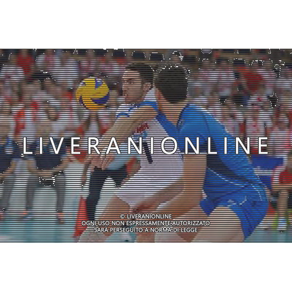 10.09.2014 - Lodz , Atlas Arena , siatkowka , Mistrzostwa Swiata 2014 , grupa E Serbia (biale) - Wlochy (niebieskie) , FIVB Men\'s World Championship , pool A Serbia (white) - Italy (blue) N/Z Salvatore Rossini Fot. Mariusz Palczynski / MPAimages.com / NEWSPIX.PL --- Newspix.pl AG ALDO LIVERANI SAS ONLY ITALY *** Local Caption *** www.newspix.pl mail us: info@newspix.pl call us: 0048 022 23 22 222 --- Polish Picture Agency by Ringier Axel Springer Poland