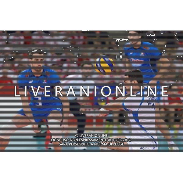 10.09.2014 - Lodz , Atlas Arena , siatkowka , Mistrzostwa Swiata 2014 , grupa E Serbia (biale) - Wlochy (niebieskie) , FIVB Men\'s World Championship , pool A Serbia (white) - Italy (blue) N/Z Simone Parodi , Massimo Colaci Fot. Mariusz Palczynski / MPAimages.com / NEWSPIX.PL --- Newspix.pl AG ALDO LIVERANI SAS ONLY ITALY *** Local Caption *** www.newspix.pl mail us: info@newspix.pl call us: 0048 022 23 22 222 --- Polish Picture Agency by Ringier Axel Springer Poland