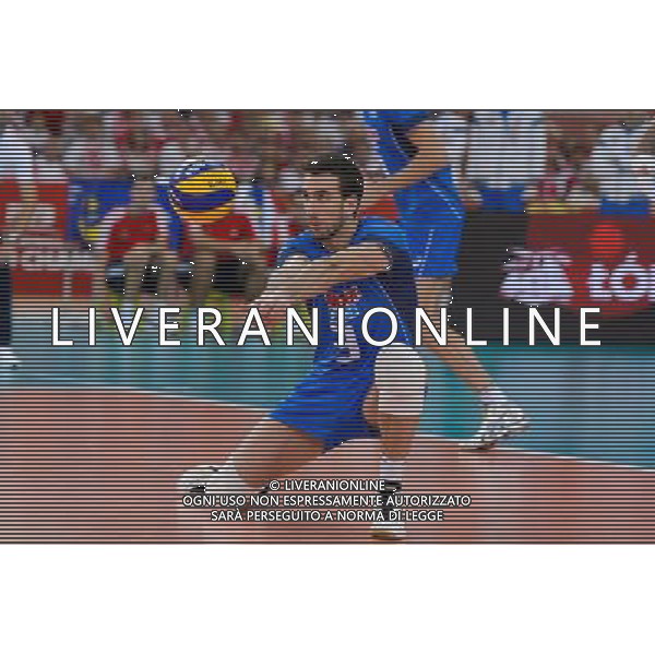 10.09.2014 - Lodz , Atlas Arena , siatkowka , Mistrzostwa Swiata 2014 , grupa E Serbia (biale) - Wlochy (niebieskie) , FIVB Men\'s World Championship , pool A Serbia (white) - Italy (blue) N/Z Simone Parodi Fot. Mariusz Palczynski / MPAimages.com / NEWSPIX.PL --- Newspix.pl AG ALDO LIVERANI SAS ONLY ITALY *** Local Caption *** www.newspix.pl mail us: info@newspix.pl call us: 0048 022 23 22 222 --- Polish Picture Agency by Ringier Axel Springer Poland