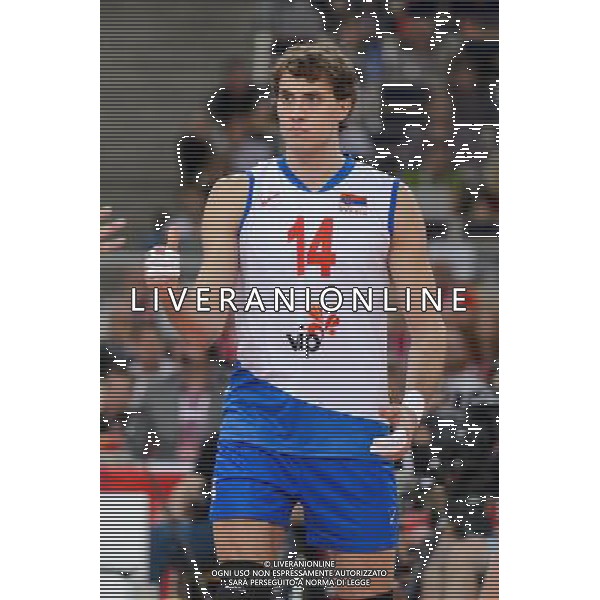 10.09.2014 - Lodz , Atlas Arena , siatkowka , Mistrzostwa Swiata 2014 , grupa E Serbia (biale) - Wlochy (niebieskie) , FIVB Men\'s World Championship , pool A Serbia (white) - Italy (blue) N/Z Aleksandar Atanasijevic Fot. Mariusz Palczynski / MPAimages.com / NEWSPIX.PL --- Newspix.pl AG ALDO LIVERANI SAS ONLY ITALY *** Local Caption *** www.newspix.pl mail us: info@newspix.pl call us: 0048 022 23 22 222 --- Polish Picture Agency by Ringier Axel Springer Poland