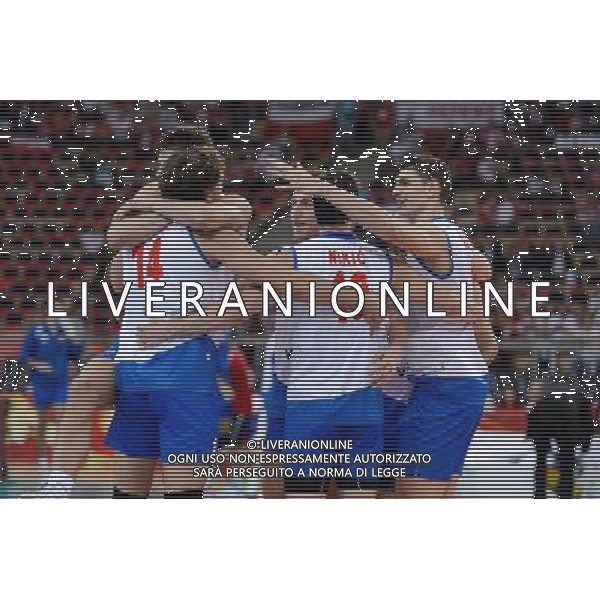 10.09.2014 - Lodz , Atlas Arena , siatkowka , Mistrzostwa Swiata 2014 , grupa E Serbia (biale) - Wlochy (niebieskie) , FIVB Men\'s World Championship , pool A Serbia (white) - Italy (blue) N/Z Reprezentacja Serbii Fot. Mariusz Palczynski / MPAimages.com / NEWSPIX.PL --- Newspix.pl AG ALDO LIVERANI SAS ONLY ITALY *** Local Caption *** www.newspix.pl mail us: info@newspix.pl call us: 0048 022 23 22 222 --- Polish Picture Agency by Ringier Axel Springer Poland