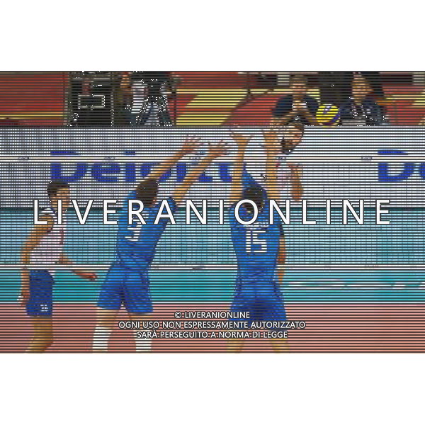 10.09.2014, Lodz , Siatkowka , Mistrzostwa Swiata 2014 , Serbia - Wlochy , FIVB Volleyball Men`s World Championship Poland 2014 , Serbia vs Italy , N Z Nikola Kovacevic (SRB) , /w3/ , Emanuele Birarelli (ITA) , FOT. Adam Jastrzebowski / newspix.pl AG ALDO LIVERANI SAS ONLY ITALY