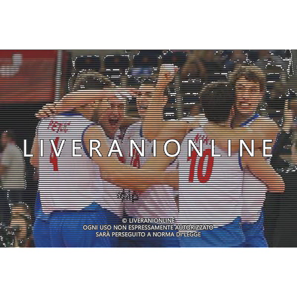 10.09.2014, Lodz , Siatkowka , Mistrzostwa Swiata 2014 , Serbia - Wlochy , FIVB Volleyball Men`s World Championship Poland 2014 , Serbia vs Italy , N Z Srecko Lisinac (SRB) , Nikola Kovacevic (SRB) radosc , FOT. Adam Jastrzebowski / newspix.pl --- Newspix.pl AG ALDO LIVERANI SAS ONLY ITALY *** Local Caption *** www.newspix.pl mail us: info@newspix.pl call us: 0048 022 23 22 222 --- Polish Picture Agency by Ringier Axel Springer Poland