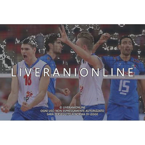 10.09.2014 LODZ , ATLAS ARENA , SIATKOWKA MEZCZYZN , MISTRZOSTWA SWIATA W SIATKOWCE MEZCZYZN 2014 , 2. FAZA TURNIEJU , GRUPA F (VOLLEYBALL , FIVB MEN\'S VOLLEYBALL WORLD CHAMPIONSHIP 2014 , ROUND 2 , POLL F ) MECZ SERBIA - WLOCHY ( GAME SERBIA - ITALY ) NZ SERBIA RADOSC; MARKO PODRASCANIN RADOSC FOTO LUKASZ GROCHALA/CYFRASPORT / NEWSPIX.PL --- Newspix.pl AG ALDO LIVERANI SAS ONLY ITALY *** Local Caption *** www.newspix.pl mail us: info@newspix.pl call us: 0048 022 23 22 222 --- Polish Picture Agency by Ringier Axel Springer Poland