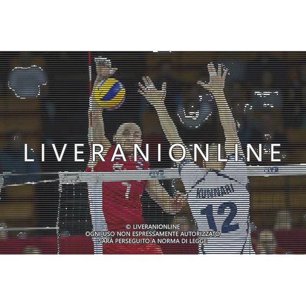 10.09.2014, Wroclaw, siatkowka, Mistrzostwa Swiata w siatkowce, Finland - Russia, FIVB Volleyball Men\'s World Championship, Finlandia - Rosja, Nikolay Pavlov (RUS), Olli Kunnari (FIN) , fot. Lukasz Skwiot / Foto Olimpik / NEWSPIX.PL --- Newspix.pl AG ALDO LIVERANI SAS ONLY ITALY *** Local Caption *** www.newspix.pl mail us: info@newspix.pl call us: 0048 022 23 22 222 --- Polish Picture Agency by Ringier Axel Springer Poland