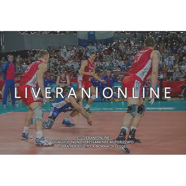 Polska Wroclaw 10 09 2014 Hala Stulecia ul. Wystawowa 1 Druga faza grupy F FIVB Mistrzostwa Swiata w pilce siatkowej mezczyzn Polska 2014 mecz pomiedzy Finlandia vs Rosja Na zdjeciu: Alexey Spiridonov russia #9 Artem Ermakov russia #20 Dmitriy Ilinykh russia #15 Nikolay Apalikov russia #3 Fot: Sebastian Borowski / Newspix.pl Poland Wroclaw 10.09.2014 Century Hall st. Wystawowa 1 Second phase of group F FIVB World Championships in mens volleyball Poland 2014 game between Finland vs Russia On the picture: Alexey Spiridonov russia #9 Artem Ermakov russia #20 Dmitriy Ilinykh russia #15 Nikolay Apalikov russia #3 Photo: Sebastian Borowski / Newspix.pl --- Newspix.pl AG ALDO LIVERANI SAS ONLY ITALY *** Local Caption *** www.newspix.pl mail us: info@newspix.pl call us: 0048 022 23 22 222 --- Polish Picture Agency by Ringier Axel Springer Poland