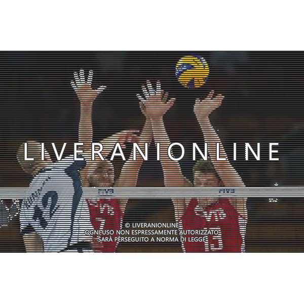 Polska Wroclaw 10 09 2014 Hala Stulecia ul. Wystawowa 1 Druga faza grupy F FIVB Mistrzostwa Swiata w pilce siatkowej mezczyzn Polska 2014 mecz pomiedzy Finlandia vs Rosja Na zdjeciu: Olli Kunnari finland #12 Nikolay Pavlov russia #7 Dmitriy Muserskiy russia #13 Fot: Sebastian Borowski / Newspix.pl Poland Wroclaw 10.09.2014 Century Hall st. Wystawowa 1 Second phase of group F FIVB World Championships in mens volleyball Poland 2014 game between Finland vs Russia On the picture: Olli Kunnari finland #12 Nikolay Pavlov russia #7 Dmitriy Muserskiy russia #13 Photo: Sebastian Borowski / Newspix.pl --- Newspix.pl AG ALDO LIVERANI SAS ONLY ITALY *** Local Caption *** www.newspix.pl mail us: info@newspix.pl call us: 0048 022 23 22 222 --- Polish Picture Agency by Ringier Axel Springer Poland
