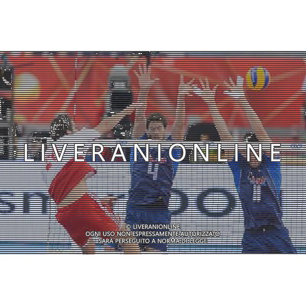 11.09.2014 - Lodz , Atlas Arena , siatkowka , Mistrzostwa Swiata 2014 , grupa E Polska (biale) - Wlochy (granatowe) , FIVB Men\'s World Championship , pool A Poland (white) - Italy (navy) N/Z Mateusz Mika , Luca Vettori , Simone Buti Fot. Mariusz Palczynski / MPAimages.com / NEWSPIX.PL --- Newspix.pl AG ALDO LIVERANI SAS ONLY ITALY *** Local Caption *** www.newspix.pl mail us: info@newspix.pl call us: 0048 022 23 22 222 --- Polish Picture Agency by Ringier Axel Springer Poland