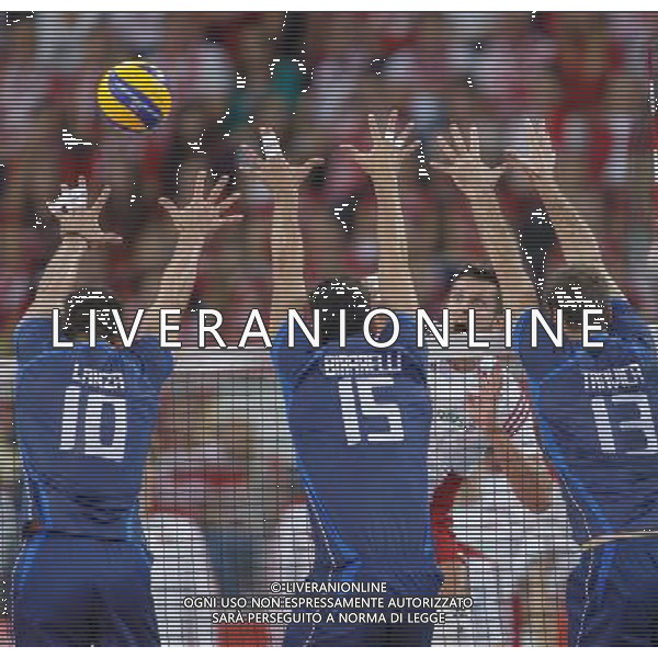 11.09.2014 LODZ , ATLAS ARENA , SIATKOWKA MEZCZYZN , MISTRZOSTWA SWIATA W SIATKOWCE MEZCZYZN 2014 , 2. FAZA TURNIEJU , GRUPA F (VOLLEYBALL , FIVB MEN\'S VOLLEYBALL WORLD CHAMPIONSHIP 2014 , ROUND 2 , POLL F ) MECZ POLSKA - WLOCHY ( GAME POLAND - ITALY) NZ MICHAL WINIARSKI , FILIPPO LANZA , EMANUELE BIRARELLI , DRAGAN TRAVIVA FOTO RADOSLAW JOZWIAK / CYFRASPORT / NEWSPIX.PL --- Newspix.pl AG ALDO LIVERANI SAS ONLY ITALY