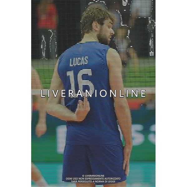13.09.2014 - Katowice , Spodek , siatkowka , Mistrzostwa Swiata 2014 , grupa F Brazylia (niebieskie) - Kanada (biale) , FIVB Men\'s World Championship , pool F Brazil (blue) - Canada (white) N/Z Lucas Saatkamp Fot. Karol Bartnik / MPAimages.com / NEWSPIX.PL --- Newspix.pl AG ALDO LIVERANI SAS ONLY ITALY *** Local Caption *** www.newspix.pl mail us: info@newspix.pl call us: 0048 022 23 22 222 --- Polish Picture Agency by Ringier Axel Springer Poland