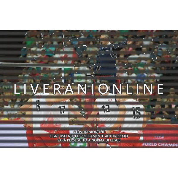 13.09.2014 - Katowice , Spodek , siatkowka , Mistrzostwa Swiata 2014 , grupa F Brazylia (niebieskie) - Kanada (biale) , FIVB Men\'s World Championship , pool F Brazil (blue) - Canada (white) N/Z Kanada Fot. Karol Bartnik / MPAimages.com / NEWSPIX.PL --- Newspix.pl AG ALDO LIVERANI SAS ONLY ITALY *** Local Caption *** www.newspix.pl mail us: info@newspix.pl call us: 0048 022 23 22 222 --- Polish Picture Agency by Ringier Axel Springer Poland