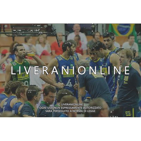 13.09.2014 - Katowice , Spodek , siatkowka , Mistrzostwa Swiata 2014 , grupa F Brazylia (niebieskie) - Kanada (biale) , FIVB Men\'s World Championship , pool F Brazil (blue) - Canada (white) N/Z Brazylia Fot. Karol Bartnik / MPAimages.com / NEWSPIX.PL --- Newspix.pl AG ALDO LIVERANI SAS ONLY ITALY *** Local Caption *** www.newspix.pl mail us: info@newspix.pl call us: 0048 022 23 22 222 --- Polish Picture Agency by Ringier Axel Springer Poland
