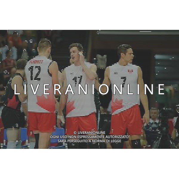 13.09.2014 - Katowice , Spodek , siatkowka , Mistrzostwa Swiata 2014 , grupa F Brazylia (niebieskie) - Kanada (biale) , FIVB Men\'s World Championship , pool F Brazil (blue) - Canada (white) N/Z Gavin Schmitt , Graham Vigrass , Dallas Soonias Fot. Karol Bartnik / MPAimages.com / NEWSPIX.PL --- Newspix.pl AG ALDO LIVERANI SAS ONLY ITALY *** Local Caption *** www.newspix.pl mail us: info@newspix.pl call us: 0048 022 23 22 222 --- Polish Picture Agency by Ringier Axel Springer Poland